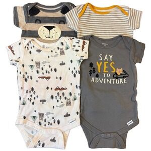 Onesies Bodysuits Baby Boy 3/6 Months Lot Outfits Rompers Adventure Bear Gerber